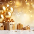 New year celebration background in gold colour with glitter and light, Blank space, generatedAI, Royalty Free Stock Photo